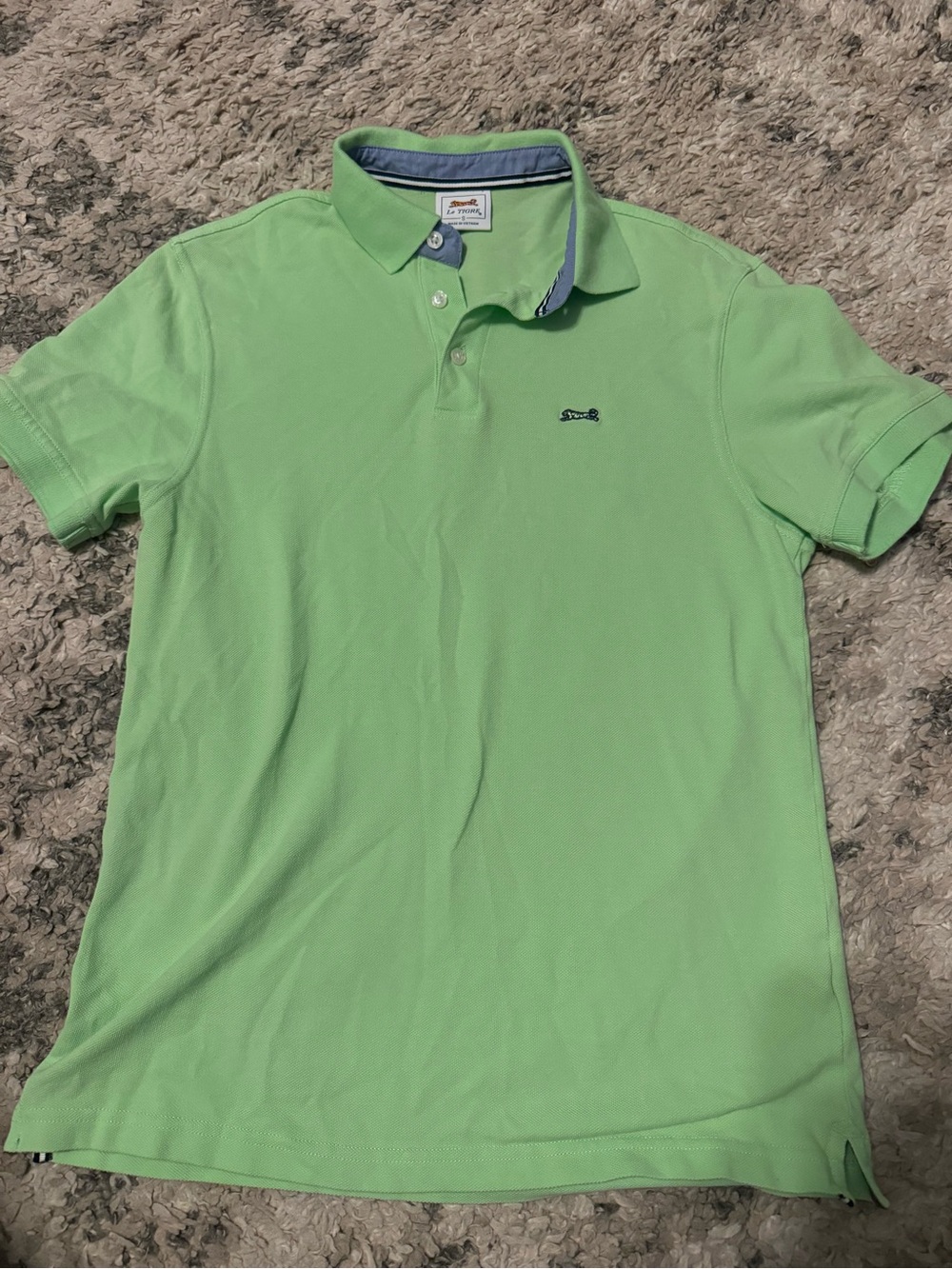 Le Tigre Light Green Polo with Contrast Inner Collar mens small